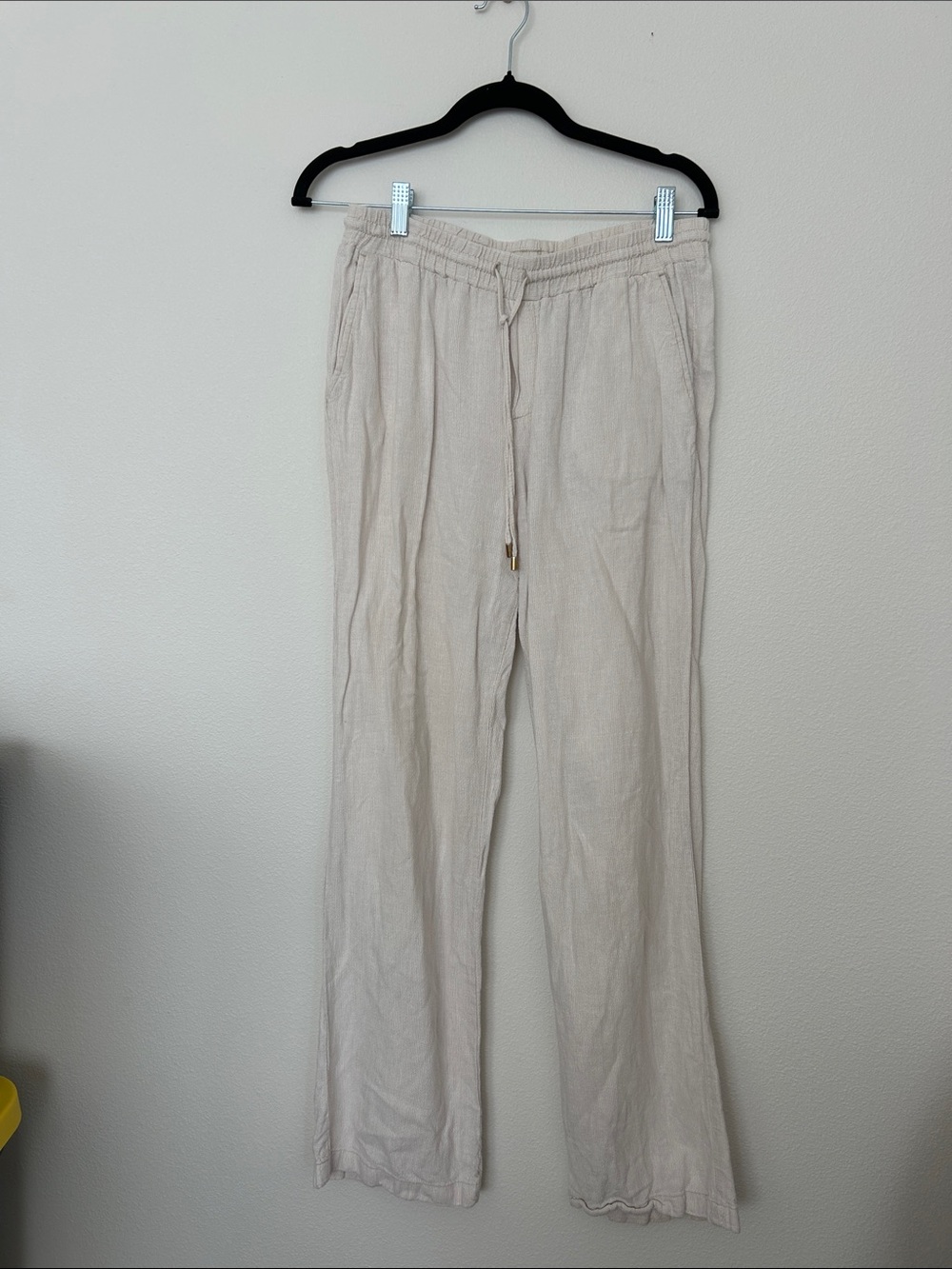 Ellen Tracy Light Beige Straight Leg Linen Pants